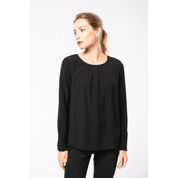 Kariban | Long-sleeved crepe blouse for women
